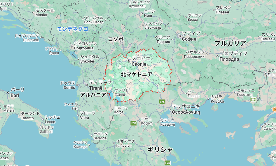 北マケドニア地図